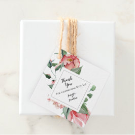 Roze Magnolia Traditional Floral Weddenschap Bedan Bedankjes Labels