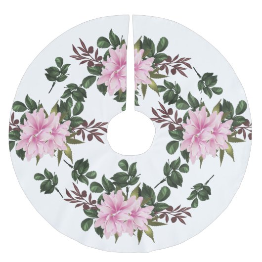 Roze Magnolia Tree Skirt Kerstboom Rok (Voorkant)