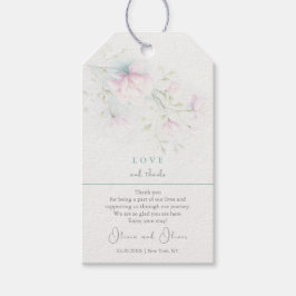 Roze Magnolia Trouwliefde en Bedankt Cadeaulabel