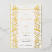 Roze Magnolia verjaardag op elke leeftijd Folie Uitnodiging (Voorkant)