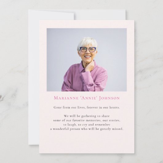 Roze Magnolia Viering van het leven Bloemen Begraf Kaart (Achterkant)