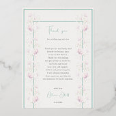 Roze Magnolia Vrijgezellenfeest Dank u kaart Folie (Achterkant)