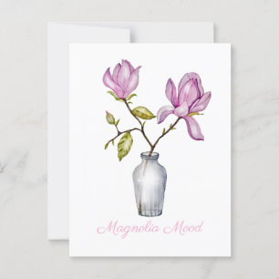 Roze Magnolia Watercolor Botanisch Briefkaart
