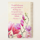 Roze Magnolia Waterverf aanpassen / personaliseren Planner (Achterkant)