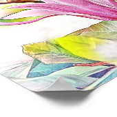 Roze magnolia waterverf blauwe achtergrond poster (Hoek)