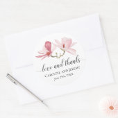Roze Magnolia Waterverf Bloemen Dank u Ronde Sticker (Envelop)