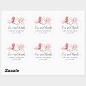 Roze Magnolia Waterverf Bloemen Dank u Ronde Sticker (Vel)