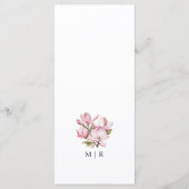Roze Magnolia Waterverf Bloemen Trouwmenu Menu (Achterkant)