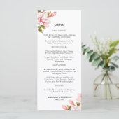 Roze Magnolia Waterverf Bloemen Trouwmenu Menu (Staand voorkant)