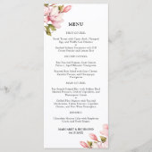 Roze Magnolia Waterverf Bloemen Trouwmenu Menu (Voorkant)