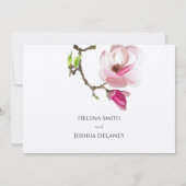Roze Magnolia Waterverf bruiloft uitnodiging (Achterkant)