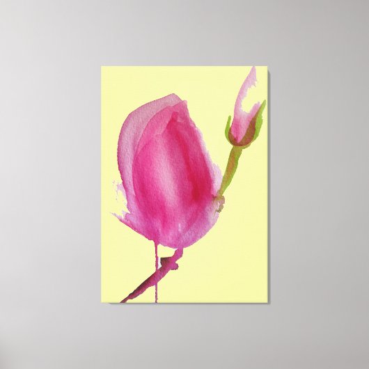 Roze Magnolia waterverf florale kunst grote bloem Canvas Afdruk (Voorkant)