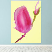 Roze Magnolia waterverf florale kunst grote bloem Canvas Afdruk (Insitu (Houten vloer))