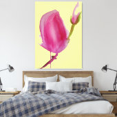 Roze Magnolia waterverf florale kunst grote bloem Canvas Afdruk (Insitu (Slaapkamer))