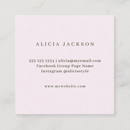 Roze magnolia waterverf moderne bruiloft planner vierkante visitekaartje (Achterkant)