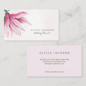 Roze magnolia waterverf moderne bruiloft planner visitekaartje (Voorkant / Achterkant)