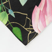 Roze Magnolia Waterverf Pattern Black Fleece Deken (Hoek)