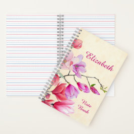 Roze Magnolia Waterverf Persoonlijk  Notitieboek