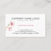 Roze Magnolia Waterverven Visitekaartje (Achterkant)