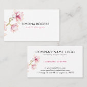 Roze Magnolia Waterverven Visitekaartje (Voorkant / Achterkant)
