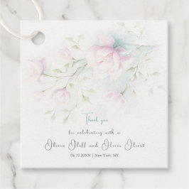 Roze Magnolia Wedding Bedankjes Labels