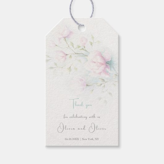 Roze Magnolia Wedding Cadeaulabel (Voorkant)