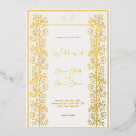 Roze Magnolia Wedding Folie Uitnodiging