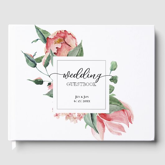 Roze Magnolia Wedding Gastenboek (Voorkant)
