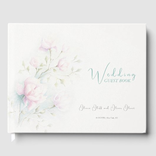 Roze Magnolia Wedding Gastenboek (Voorkant)