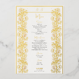 Roze Magnolia Wedding Menu Kaart
