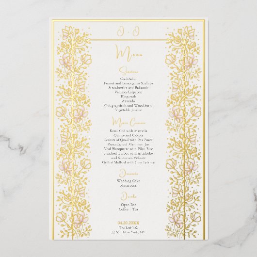 Roze Magnolia Wedding Menu Kaart (Voorkant)