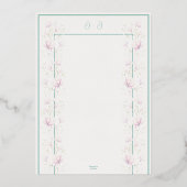 Roze Magnolia Wedding Menu Kaart (Achterkant)