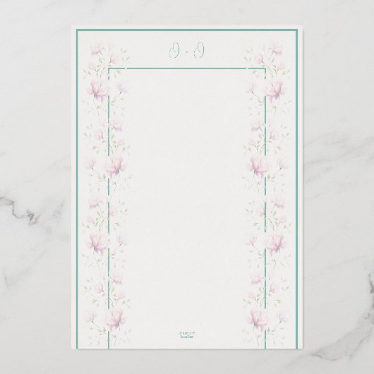 Roze Magnolia Wedding Menu Kaart (Achterkant)