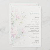 Roze Magnolia Wedding Programmakaart (Voorkant / Achterkant)