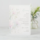 Roze Magnolia Wedding Programmakaart (Staand voorkant)