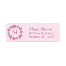 Roze Magnolia WreatCustom Return Address Label