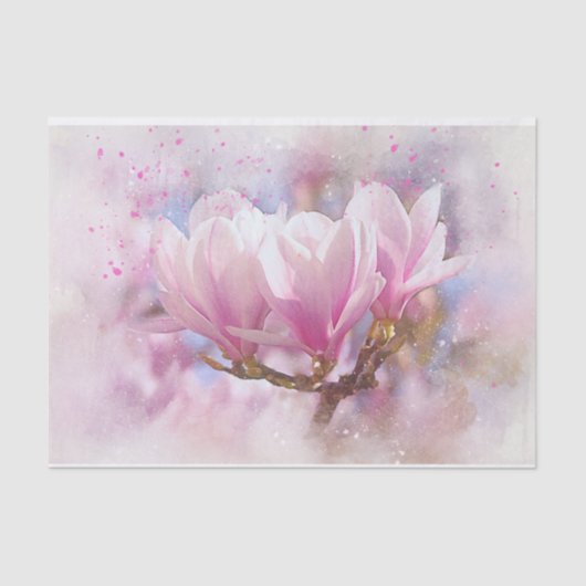 Roze Magnolias Amid a Shimmering Background Tissuepapier (Voorkant)