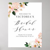 Roze Magnolia's Bloem Bruiloft Borrel Welcome Poster (Voorkant)