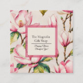 Roze Magnolias bloemenpatroon Vierkante Visitekaartje (Voorkant)
