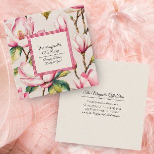 Roze Magnolia's Bloempatroon Vierkante Visitekaartje