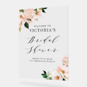 Roze Magnolia's Bloemrijke Bruiloft Feestelijke Be Acryl Bord (Hoek)