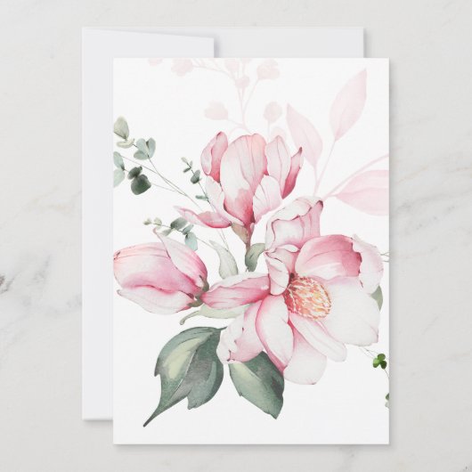 Roze Magnolia's bruiloft uitnodiging (Achterkant)