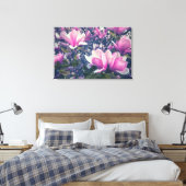 Roze Magnolia's Canvas Afdruk (Insitu (Slaapkamer))