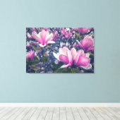 Roze Magnolia's Canvas Afdruk (Insitu (Houten vloer))