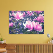 Roze Magnolia's Canvas Afdruk (Insitu (Woonkamer))