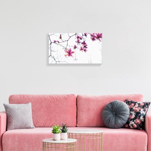 Roze magnolias canvas afdruk (Insitu (Woonkamer))