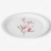 Roze Magnolia's en groene papier Borden Papieren Bordje (Gekanteld)