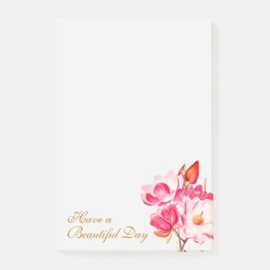 Roze Magnolias Floral Blocnote Post-it® Notes (Voorkant)