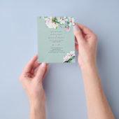 Roze Magnolias Floral en Yellow Wedding Invite Flyer (Hand)