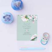 Roze Magnolias Floral en Yellow Wedding Invite Flyer (Enkel)